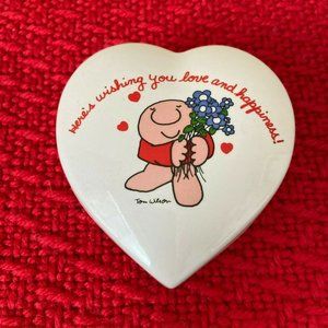 Vintage ZIGGY Heart-Shaped Trinket Box LOVE TALK Made In Japan